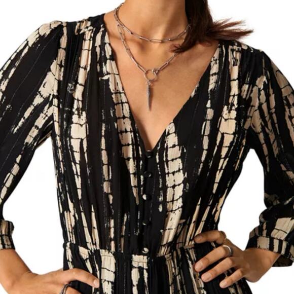 Ba&sh Kezia Lady Black Tie Dye Open Back Tiered Maxi Dress 1 S - Picture 3 of 12